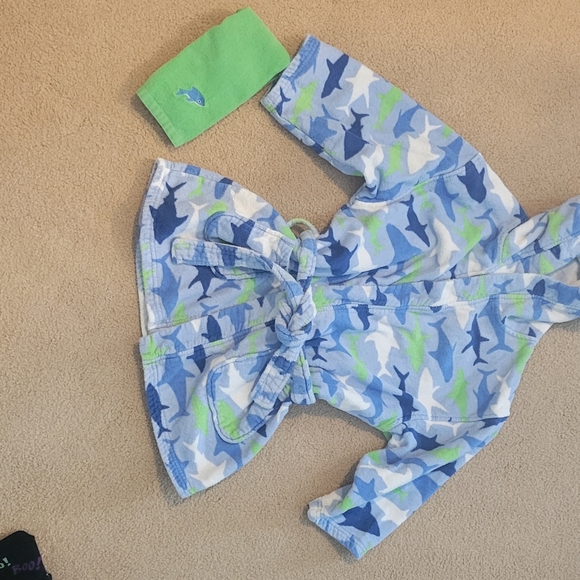 St.eve SWIM | Swim | Shark Robe Towel 0 Cotton Kids Light Blue Drk Blue ...